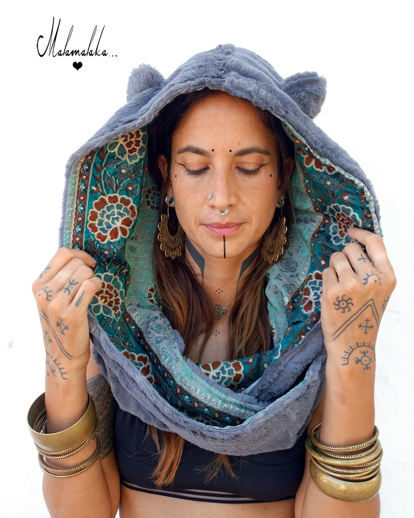 Animalakas Reversible Plush Hood | Unisex Festival Streetwear — One of a Kind