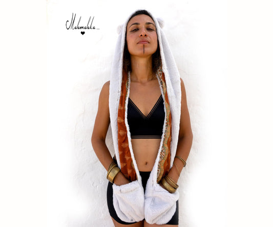 Animalakas Reversible Plush Hood | Unisex Festival Streetwear — One of a Kind