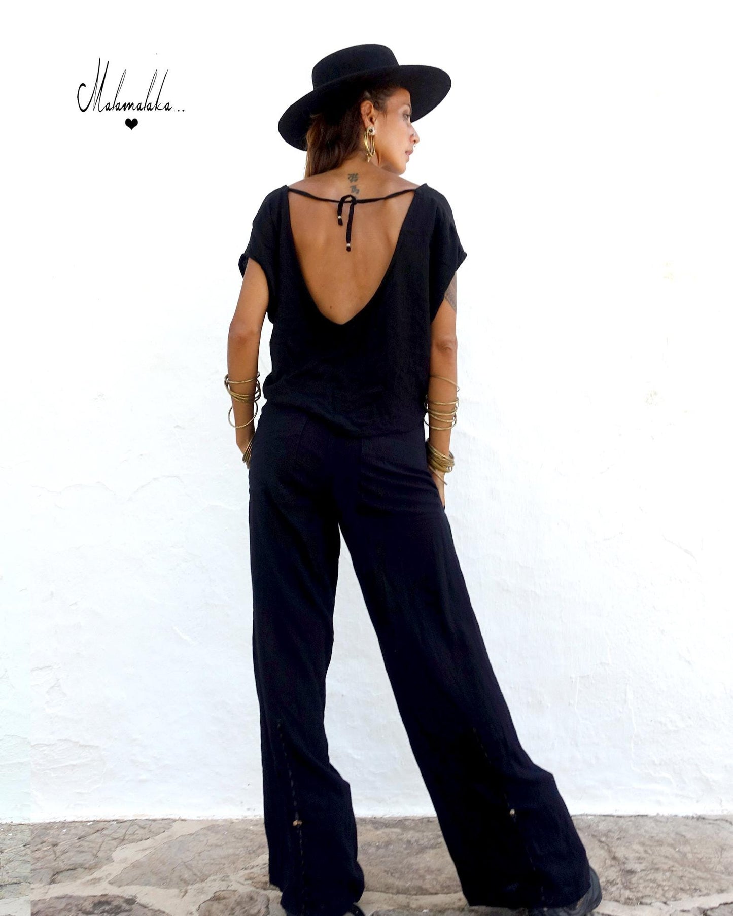 Women's Boho Co-ord Set | Fringe Wide-Leg Trousers & Open Shirt · Summer Outfit