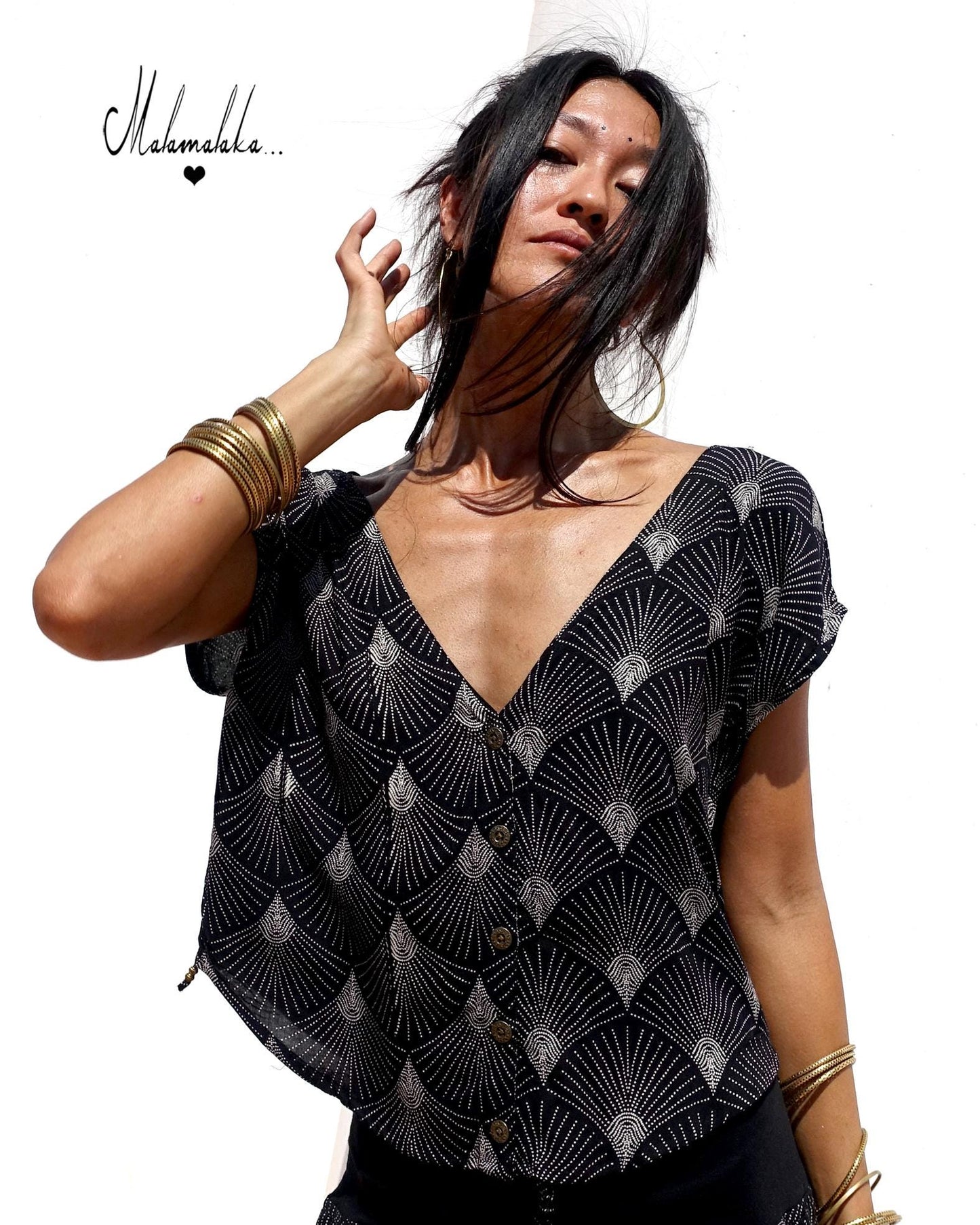 Women's Boho Co-ord Set | Fringe Wide-Leg Trousers & Open Shirt · Summer Outfit