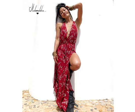 Transformable Mullet Maxi Dress — Cream | Backless Boho Party Dress · Elegant Ibiza Style