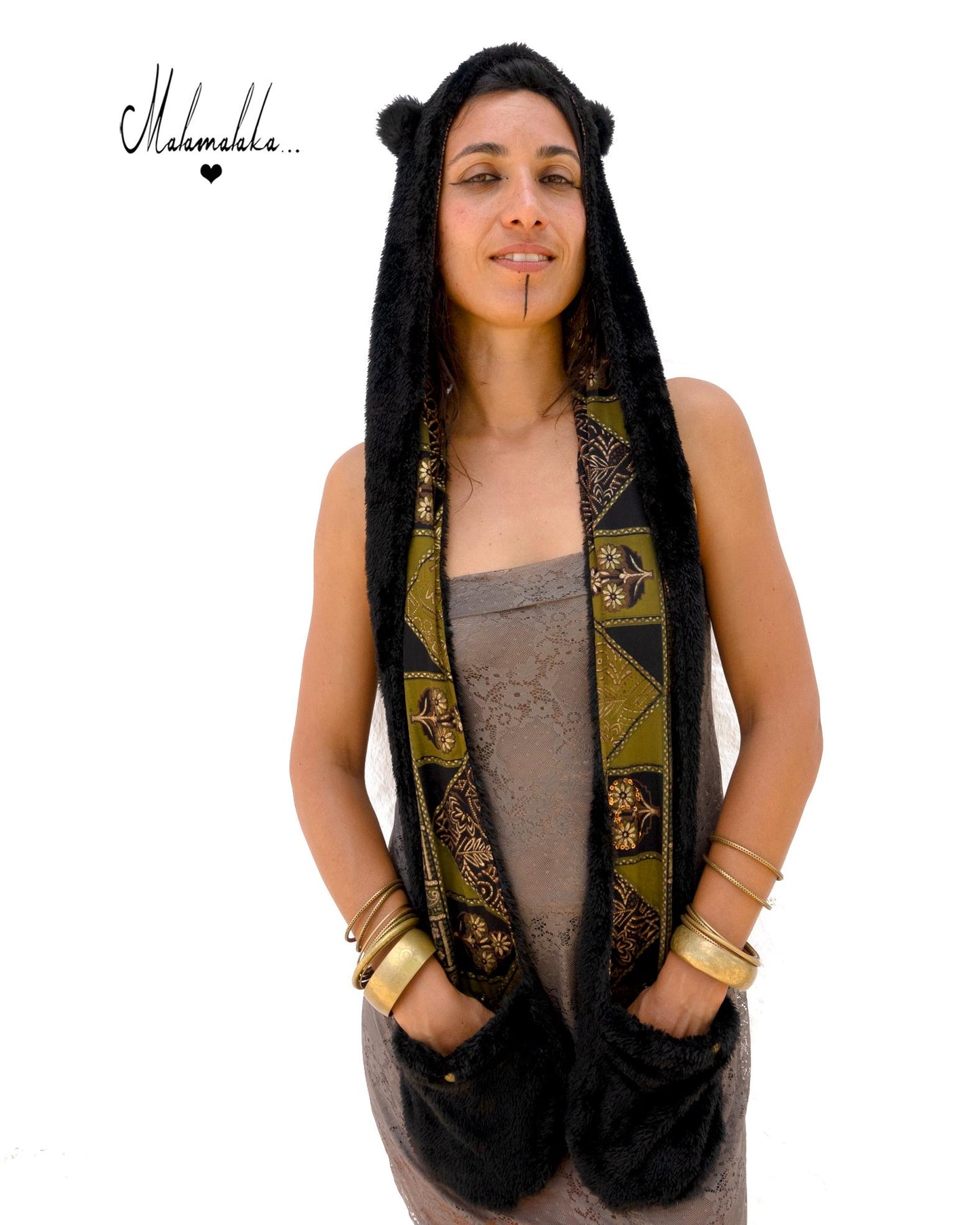 Animalakas Reversible Plush Hood | Unisex Festival Streetwear — One of a Kind