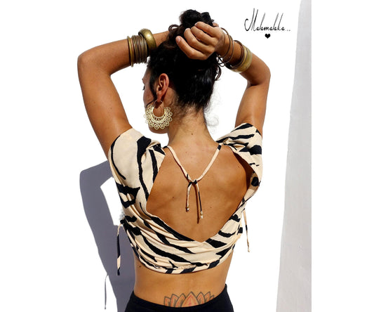 Open Back Rayon Blouse | Women's Boho Summer Top · Elegant Ibiza Style