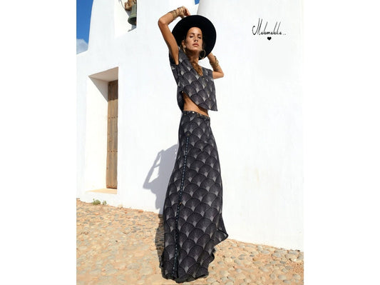 Women's Maxi Skirt & Shirt Co-ord Set | Boho Long Skirt Summer Outfit