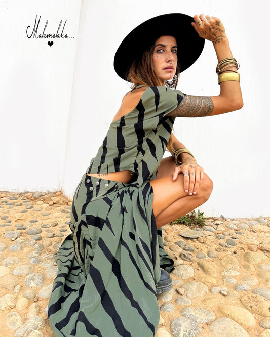 Women's Maxi Skirt & Shirt Co-ord Set | Boho Long Skirt Summer Outfit