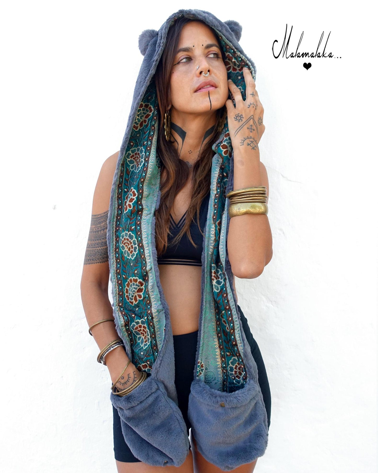 Animalakas Reversible Plush Hood | Unisex Festival Streetwear — One of a Kind