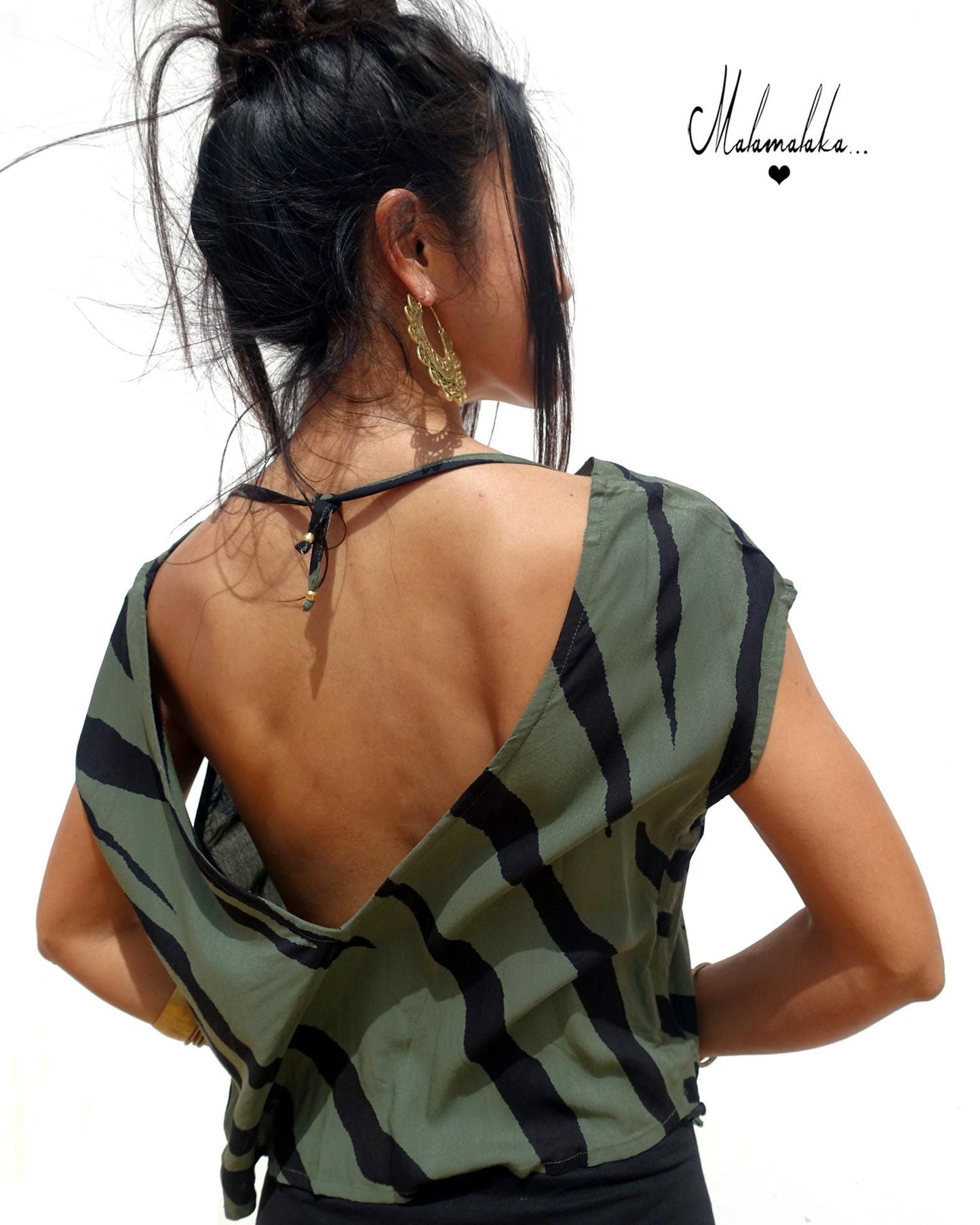 Open Back Rayon Blouse | Women's Boho Summer Top · Elegant Ibiza Style
