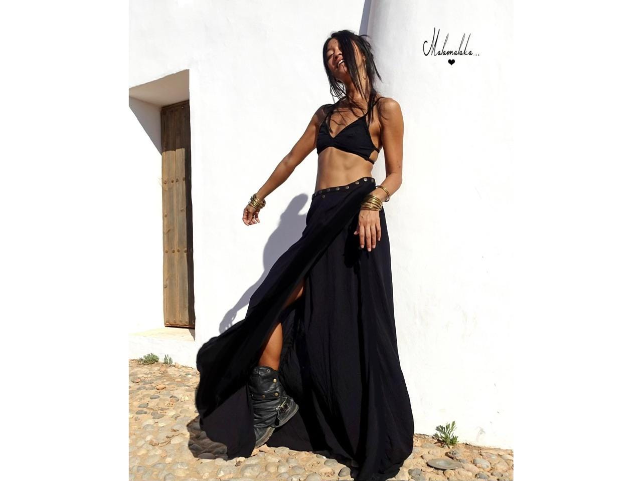 Transformable Rayon Maxi Skirt | Open Asymmetric Boho Gypsy Tribal · Steampunk Style
