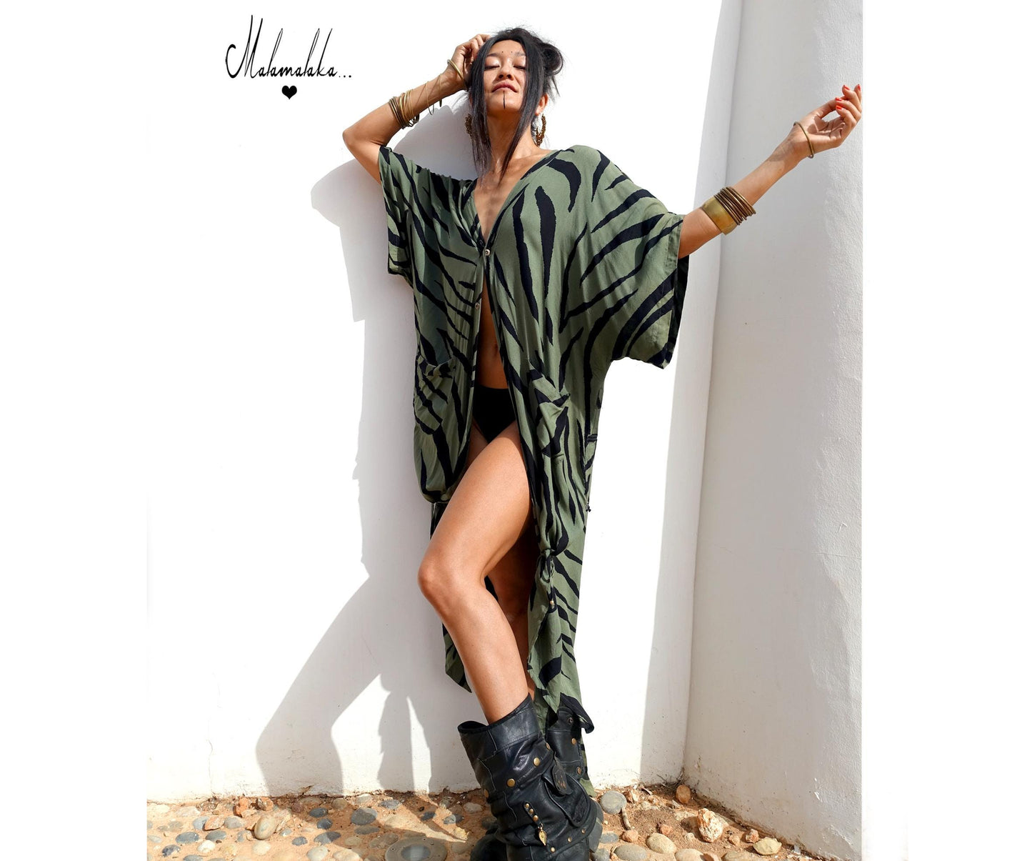 Boho Kimono Jacket | Detachable Hood · Tribal Festival Dress Kimono · Bohemian Style