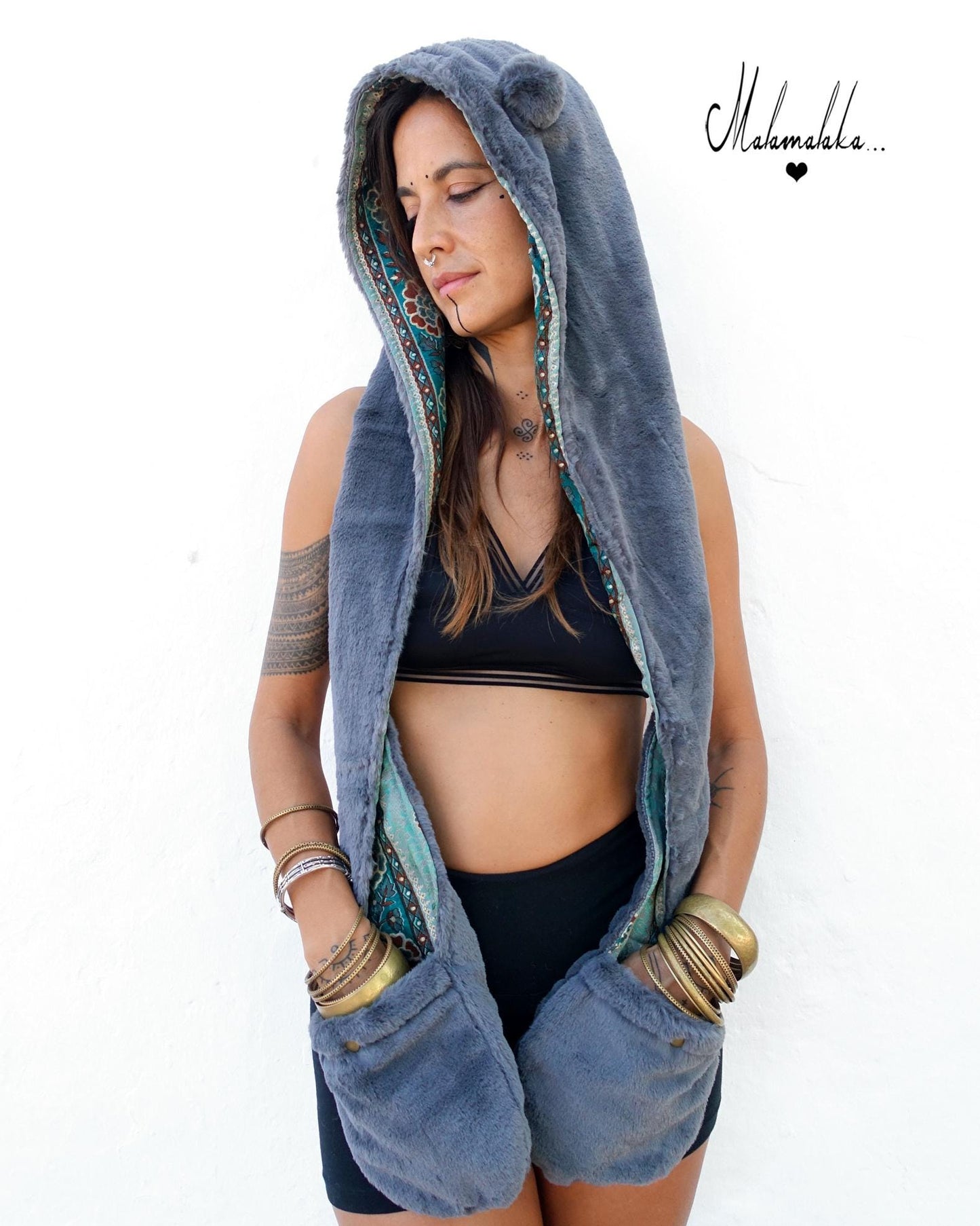 Animalakas Reversible Plush Hood | Unisex Festival Streetwear — One of a Kind