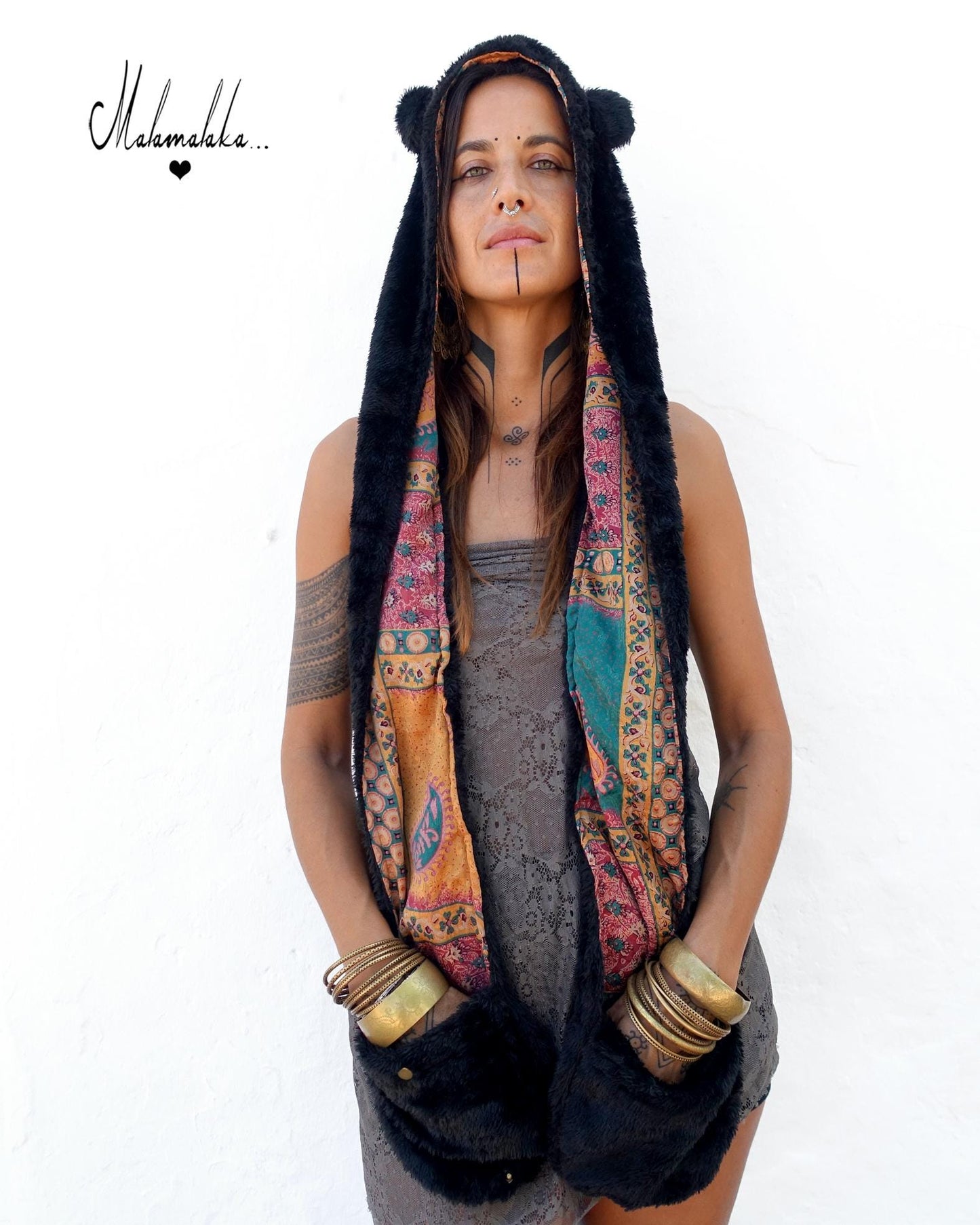 Animalakas Reversible Plush Hood | Unisex Festival Streetwear — One of a Kind
