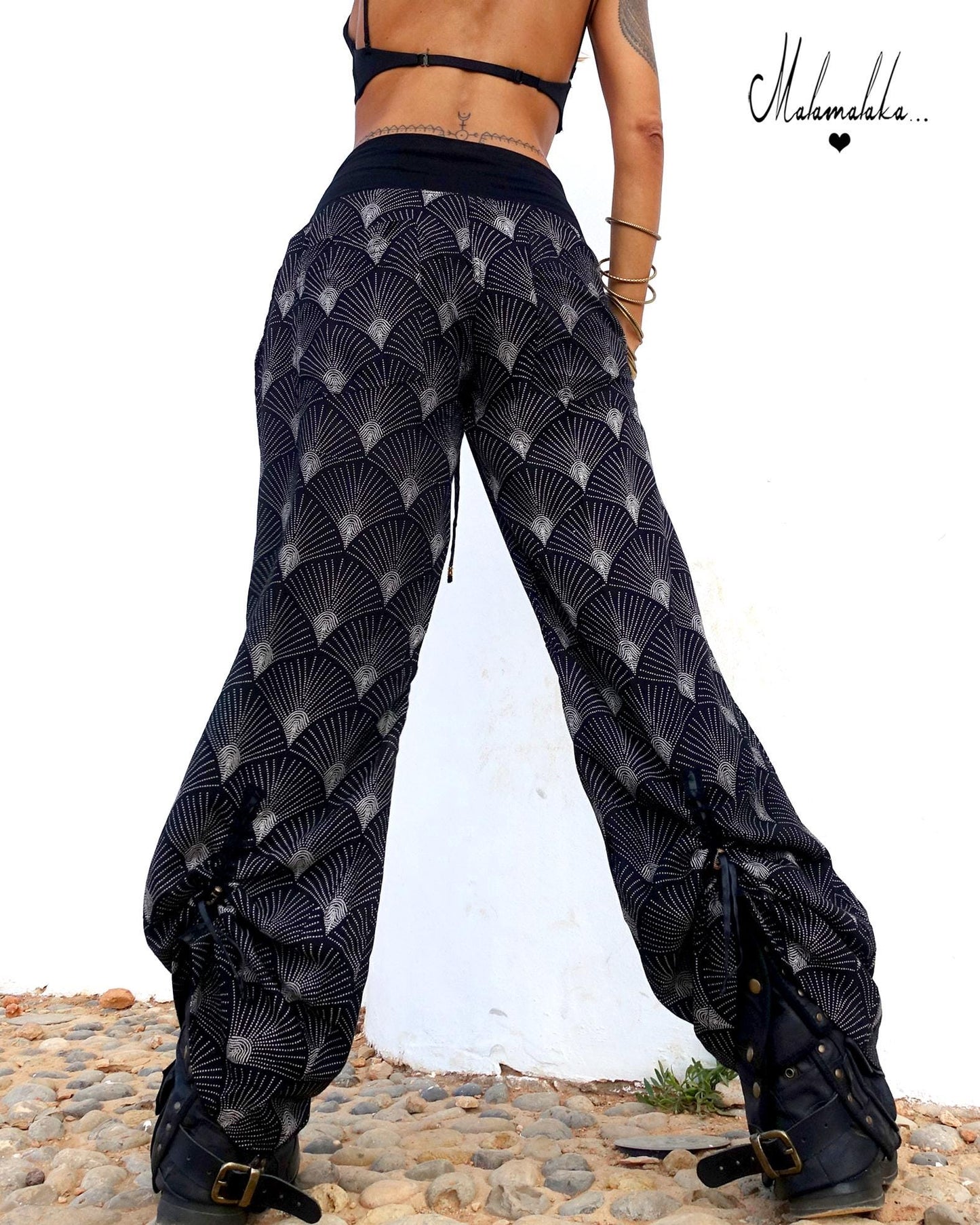 Women's Boho Co-ord Set | Fringe Wide-Leg Trousers & Open Shirt · Summer Outfit