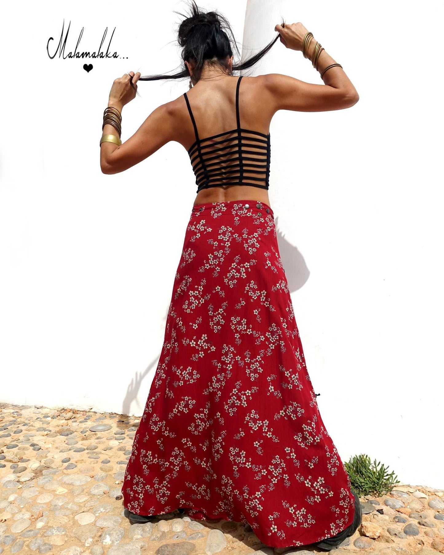 Transformable Rayon Maxi Skirt | Open Asymmetric Boho Gypsy Tribal · Steampunk Style