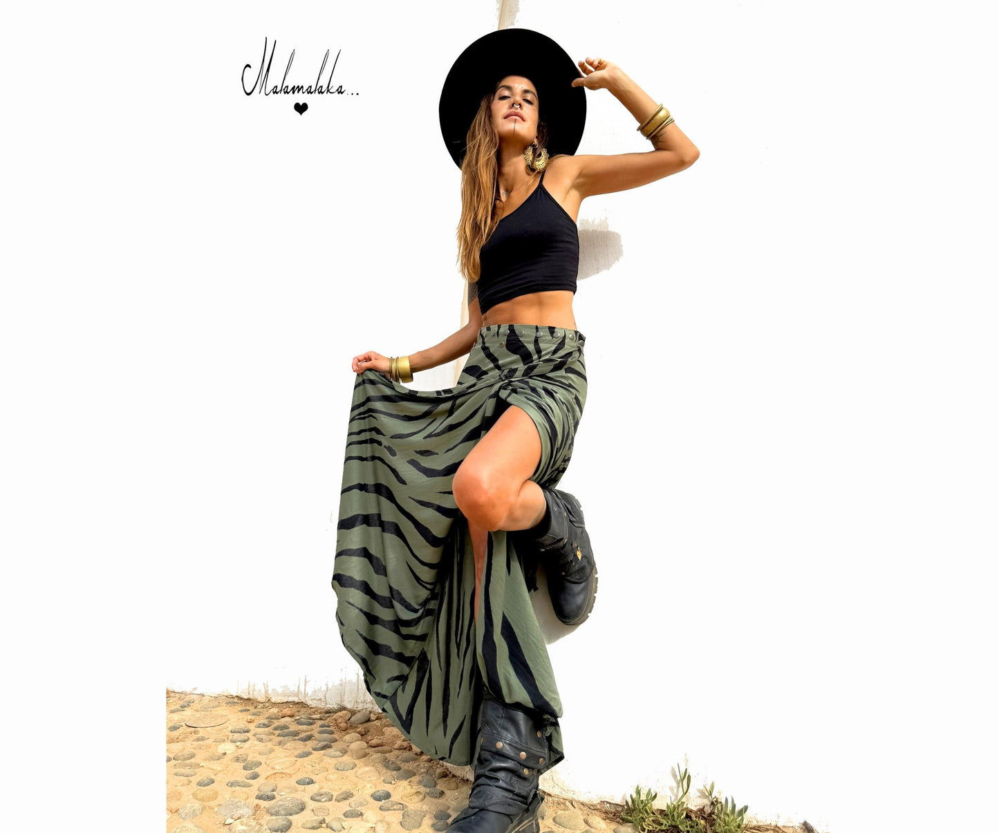 Transformable Rayon Maxi Skirt | Open Asymmetric Boho Gypsy Tribal · Steampunk Style