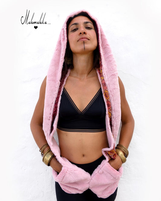 Animalakas Reversible Plush Hood | Unisex Festival Streetwear — One of a Kind