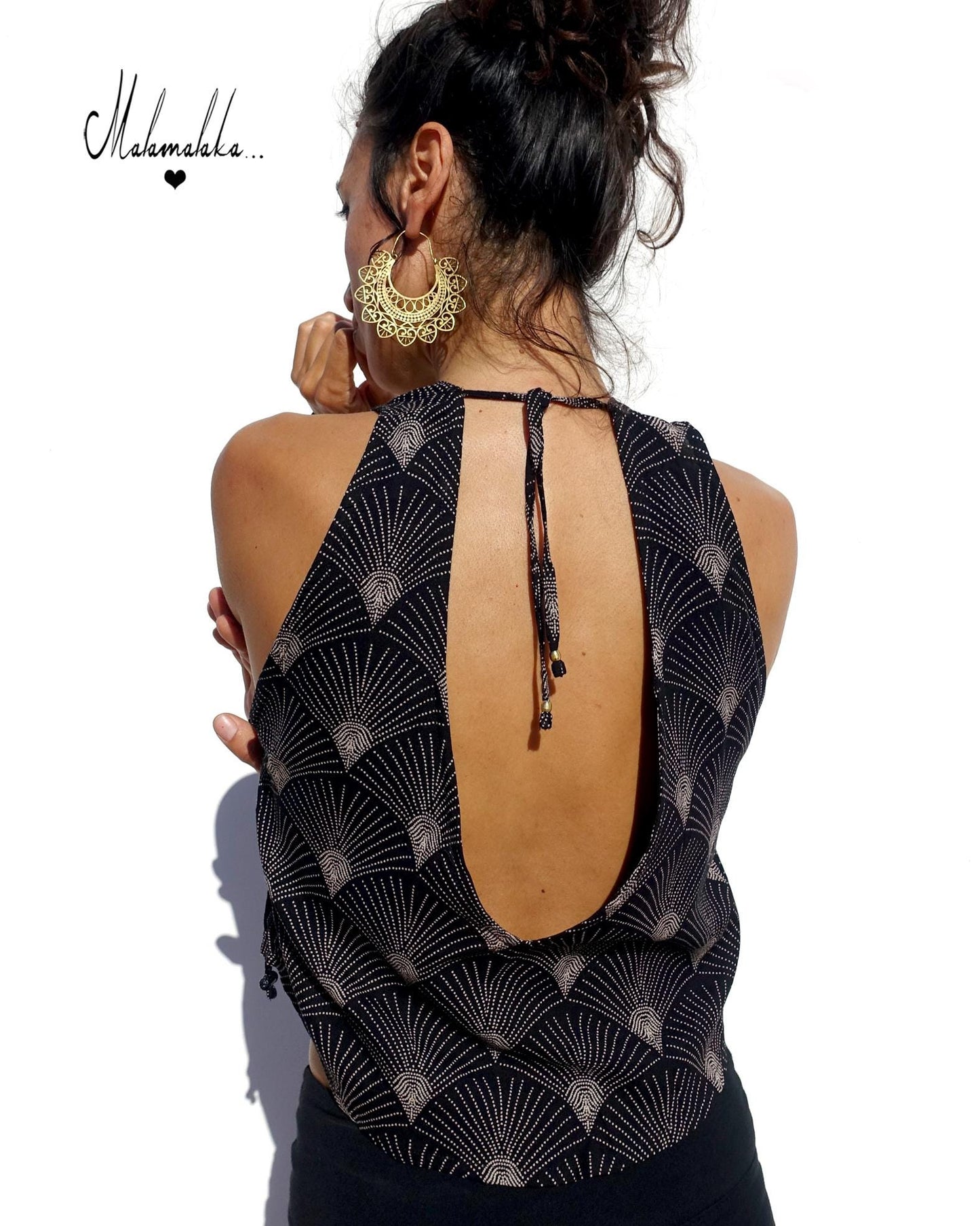 Open Back Rayon Blouse | Women's Boho Summer Top · Elegant Ibiza Style