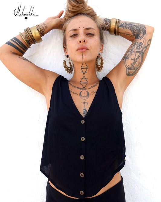 Open Back Rayon Blouse | Women's Boho Summer Top · Elegant Ibiza Style