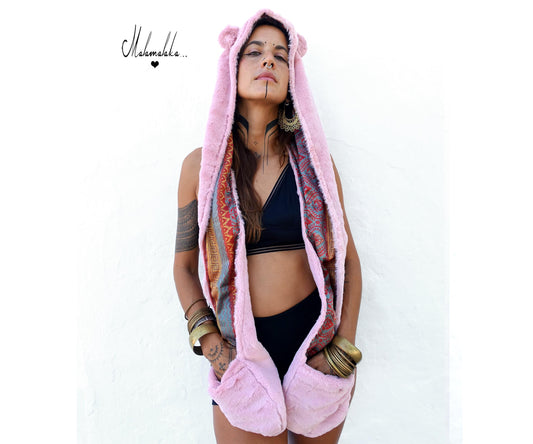 Animalakas Reversible Plush Hood | Unisex Festival Streetwear — One of a Kind