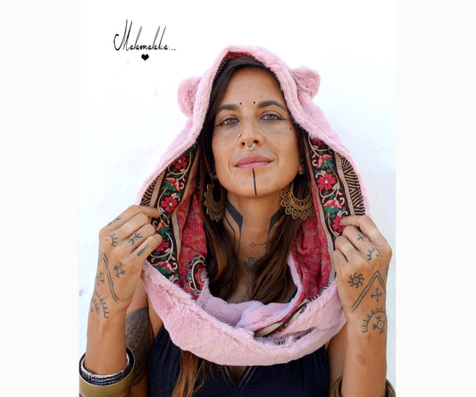 Animalakas Reversible Plush Hood | Unisex Festival Streetwear — One of a Kind
