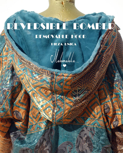 Reversible Plush Bomber Jacket | Detachable Hood · Size L · Unisex Festival Trap Streetwear