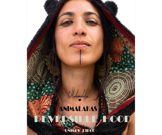 Animalakas Reversible Plush Hood | Unisex Festival Streetwear — One of a Kind