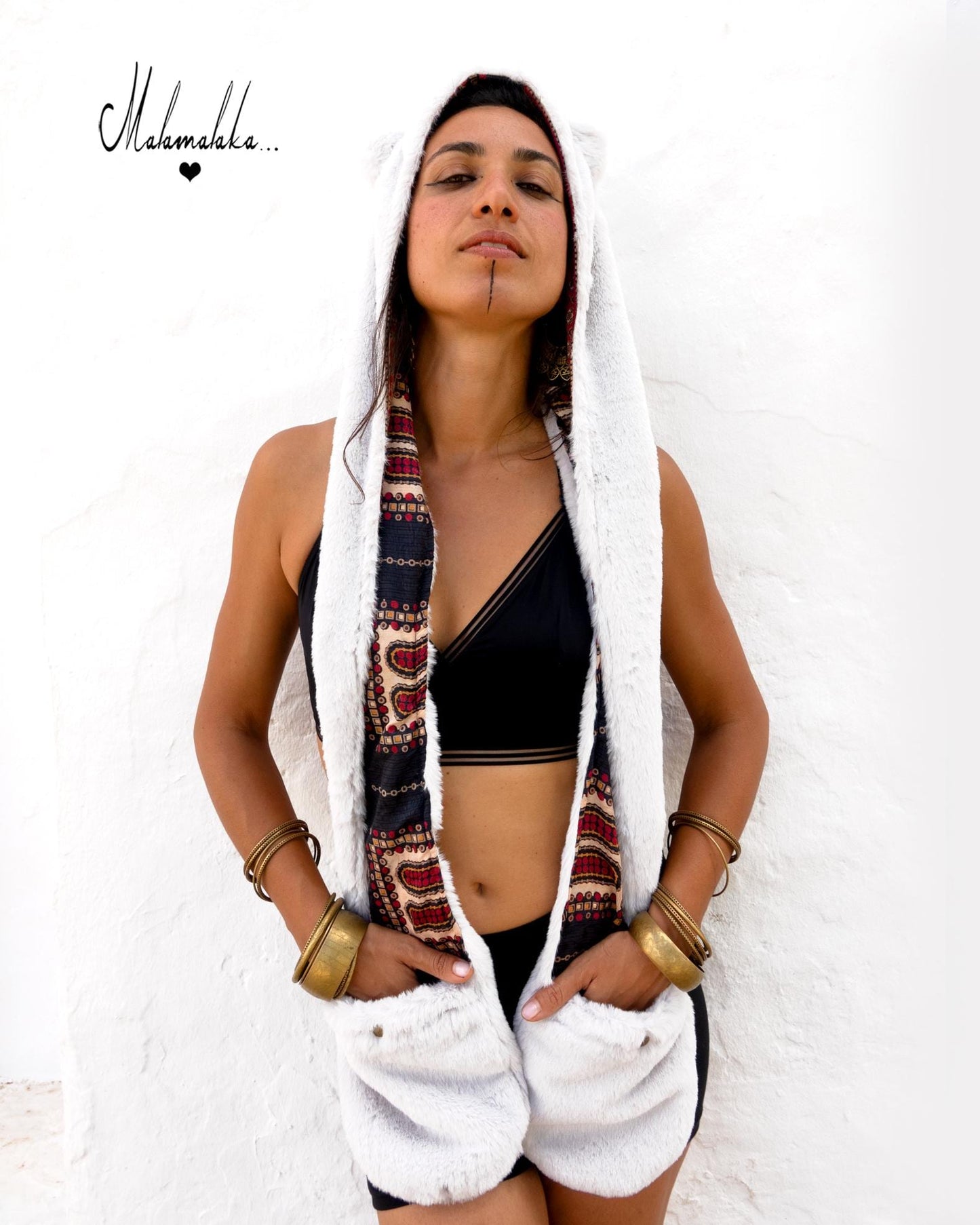 Animalakas Reversible Plush Hood | Unisex Festival Streetwear — One of a Kind