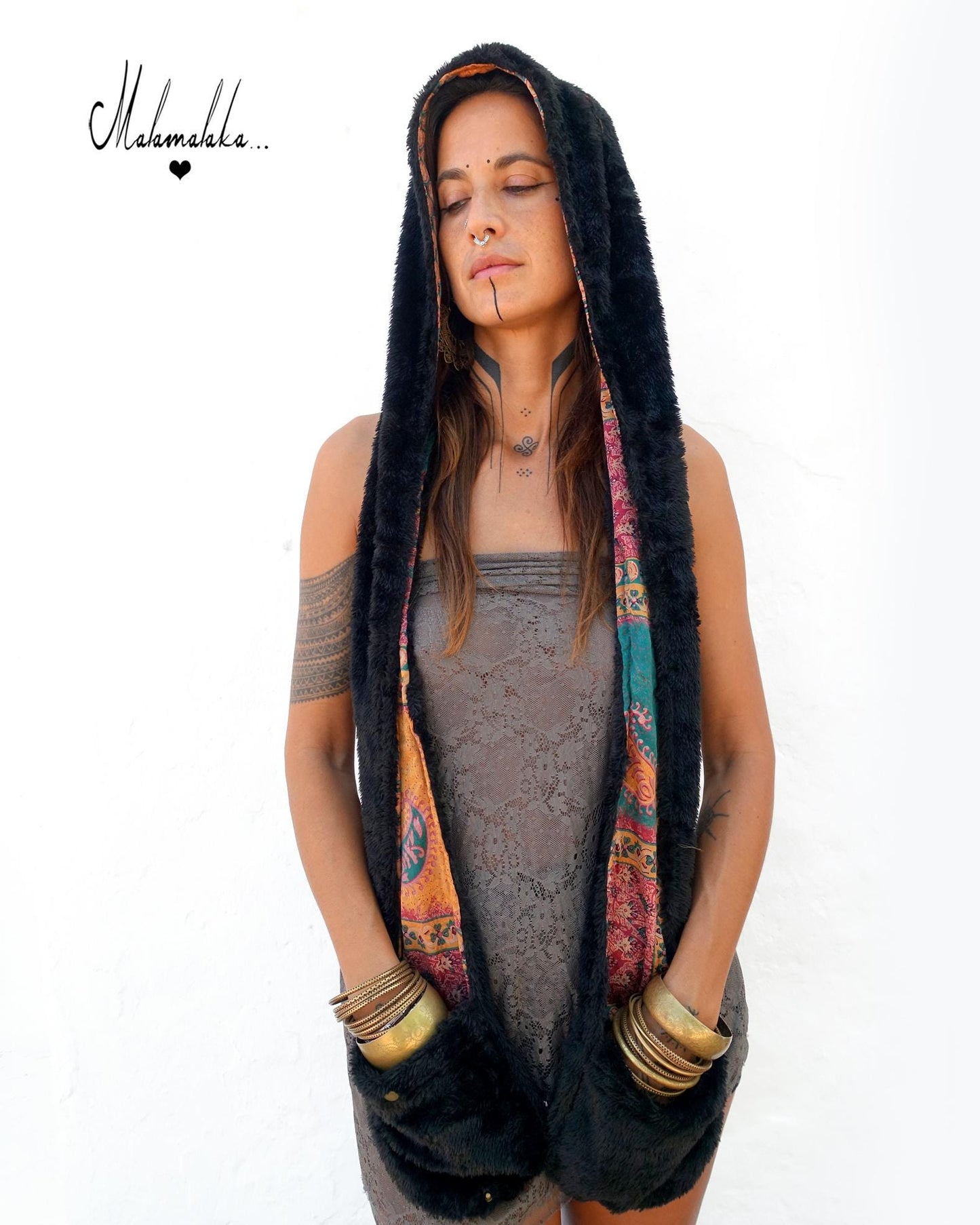 Animalakas Reversible Plush Hood | Unisex Festival Streetwear — One of a Kind