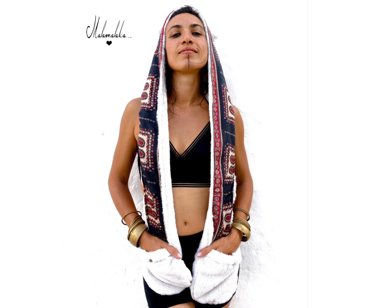 Animalakas Reversible Plush Hood | Unisex Festival Streetwear — One of a Kind