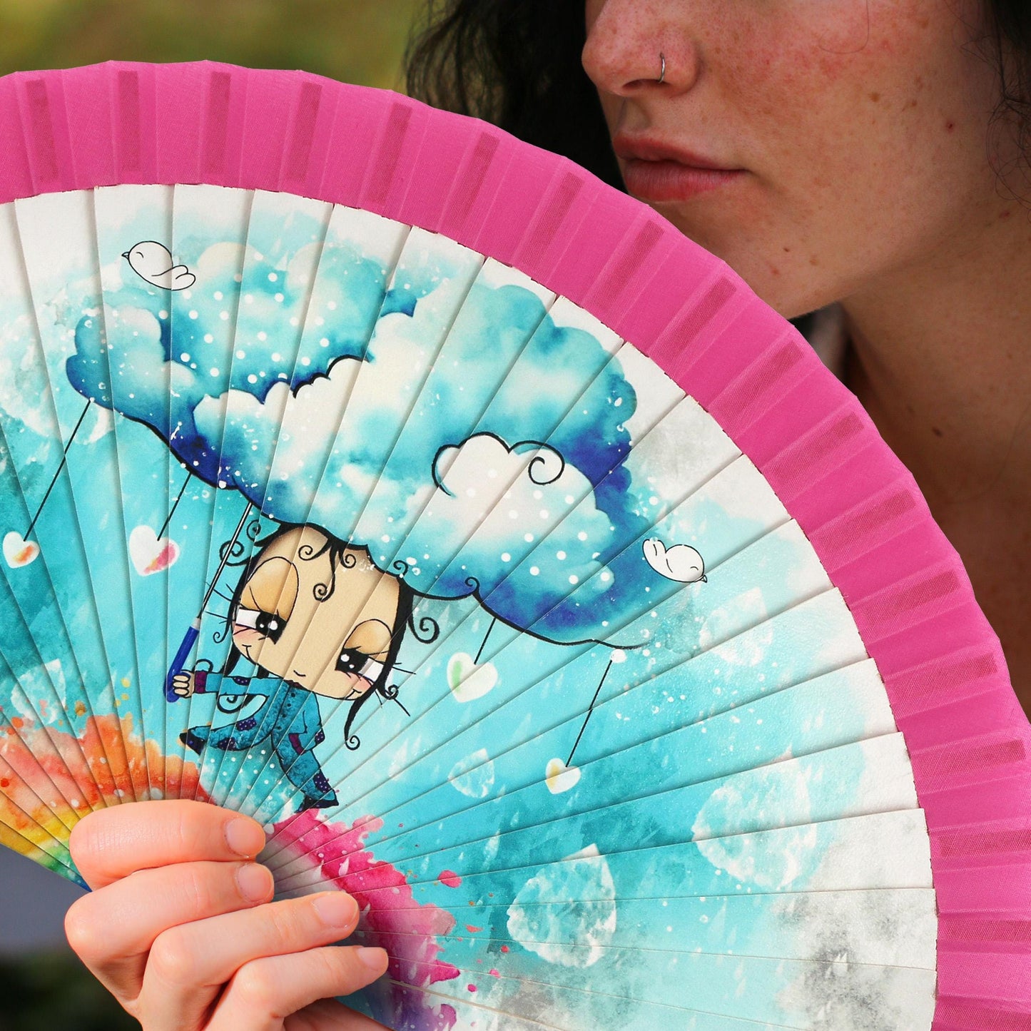 Malamalaka Handcrafted Wooden Fan | Artistic Designer Fan · Unique Gift for Women