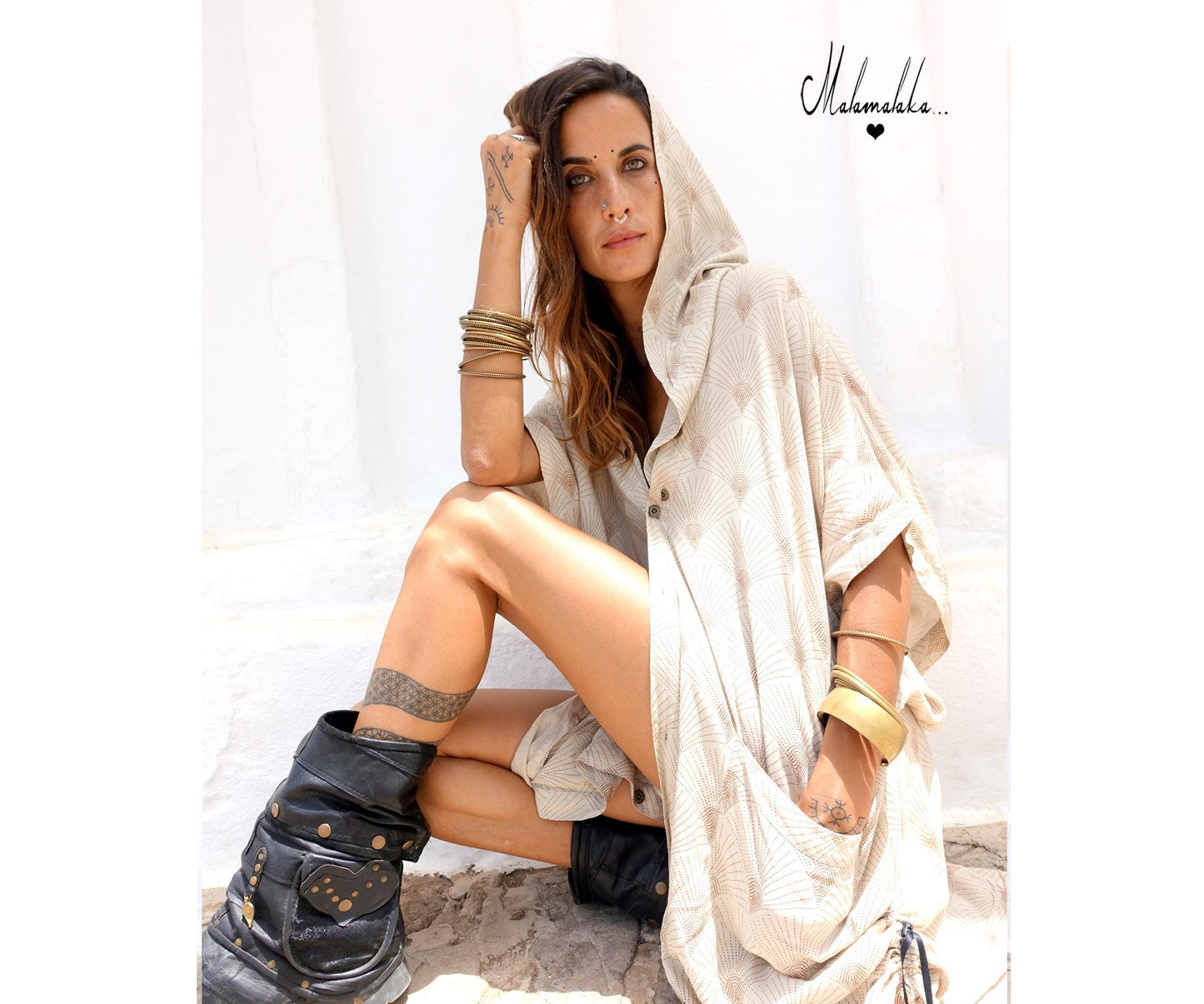Boho Kimono Jacket | Detachable Hood · Tribal Festival Dress Kimono · Bohemian Style