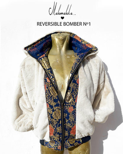 Reversible Plush Bomber Jacket | Detachable Hood · Size S · Unisex Festival Trap Streetwear