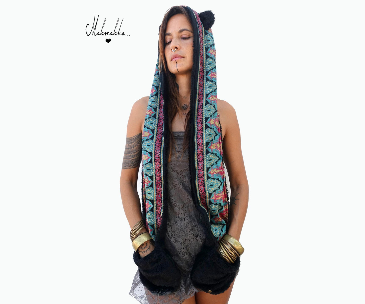 Animalakas Reversible Plush Hood | Unisex Festival Streetwear — One of a Kind