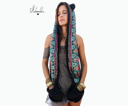 Animalakas Reversible Plush Hood | Unisex Festival Streetwear — One of a Kind