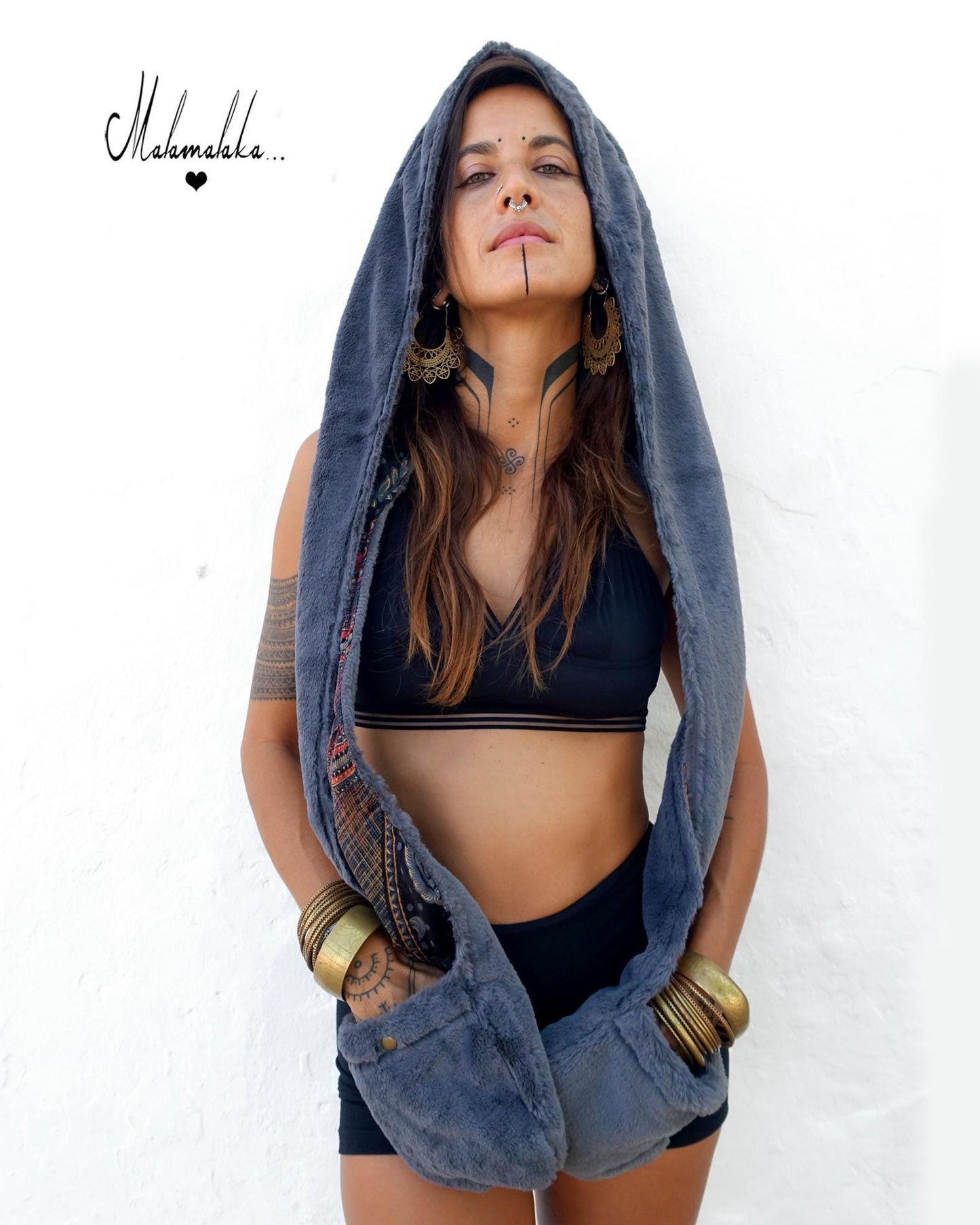 Animalakas Reversible Plush Hood | Unisex Festival Streetwear — One of a Kind