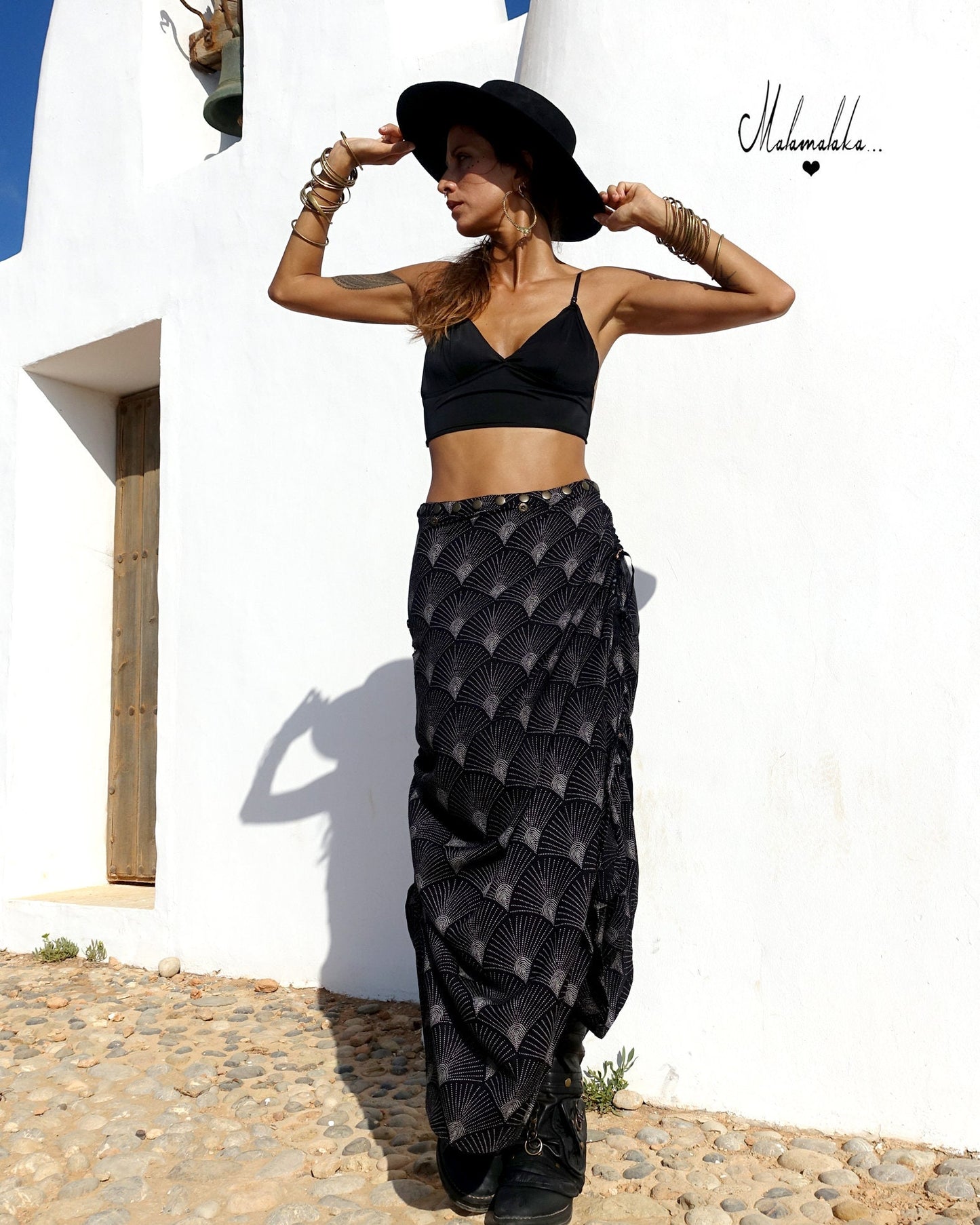 Transformable Rayon Maxi Skirt | Open Asymmetric Boho Gypsy Tribal · Steampunk Style
