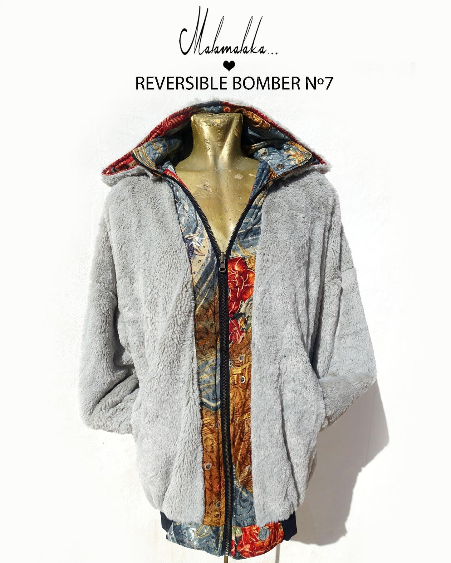 Reversible Plush Bomber Jacket | Detachable Hood · Size L · Unisex Festival Trap Streetwear