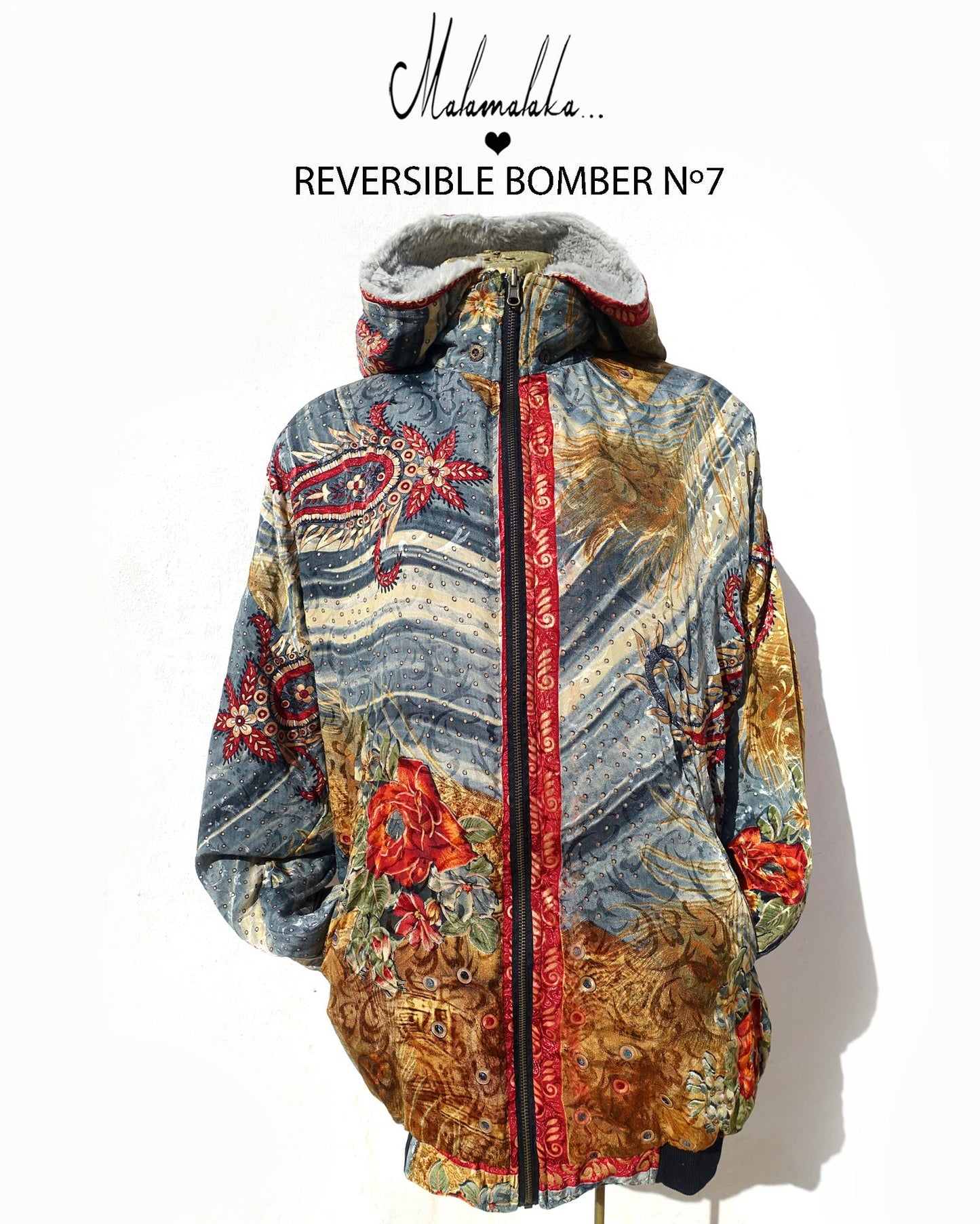Reversible Plush Bomber Jacket | Detachable Hood · Size L · Unisex Festival Trap Streetwear