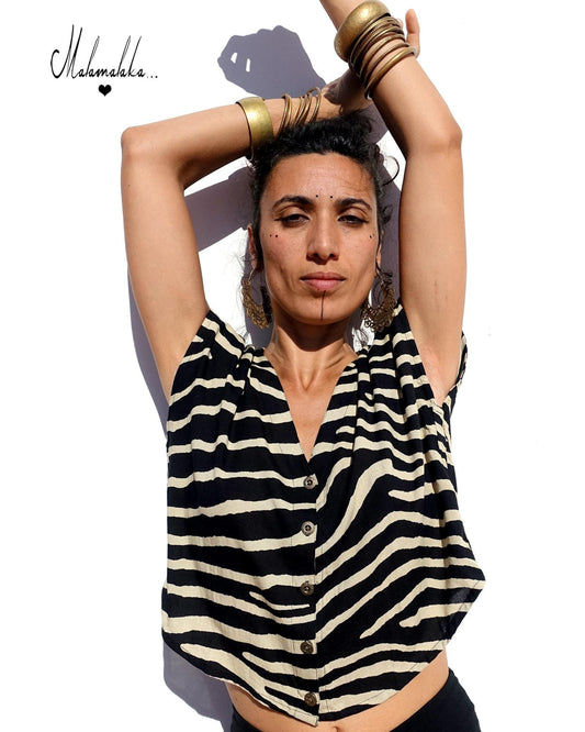 Open Back Rayon Blouse | Women's Boho Summer Top · Elegant Ibiza Style