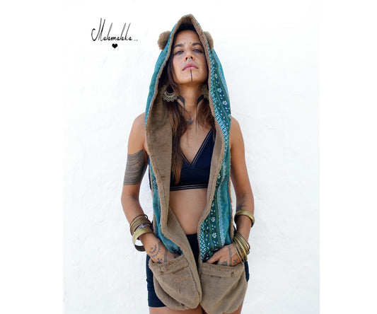 CAPUCHAS PELUCHE REVERSIBLES "Animalakas"...Pieza unica y exclusiva..Unisex..Ropa urbana..ropa festival