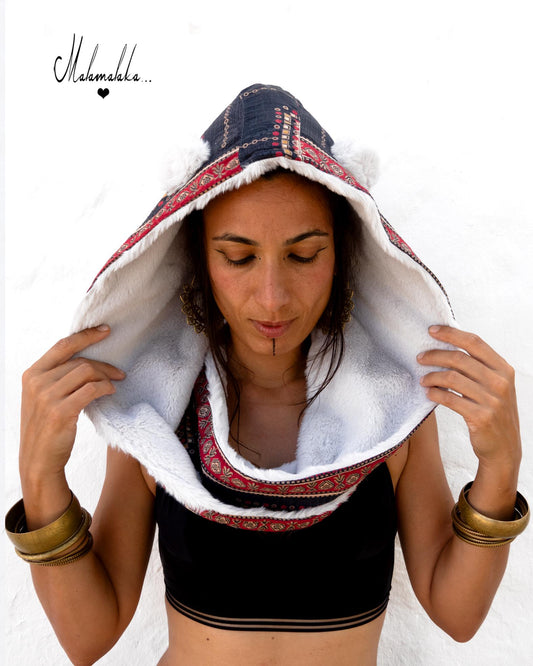 Animalakas Reversible Plush Hood | Unisex Festival Streetwear — One of a Kind