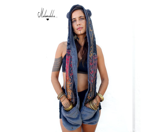 Animalakas Reversible Plush Hood | Unisex Festival Streetwear — One of a Kind
