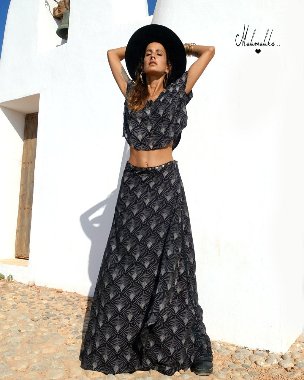 Women's Maxi Skirt & Shirt Co-ord Set | Boho Long Skirt Summer Outfit