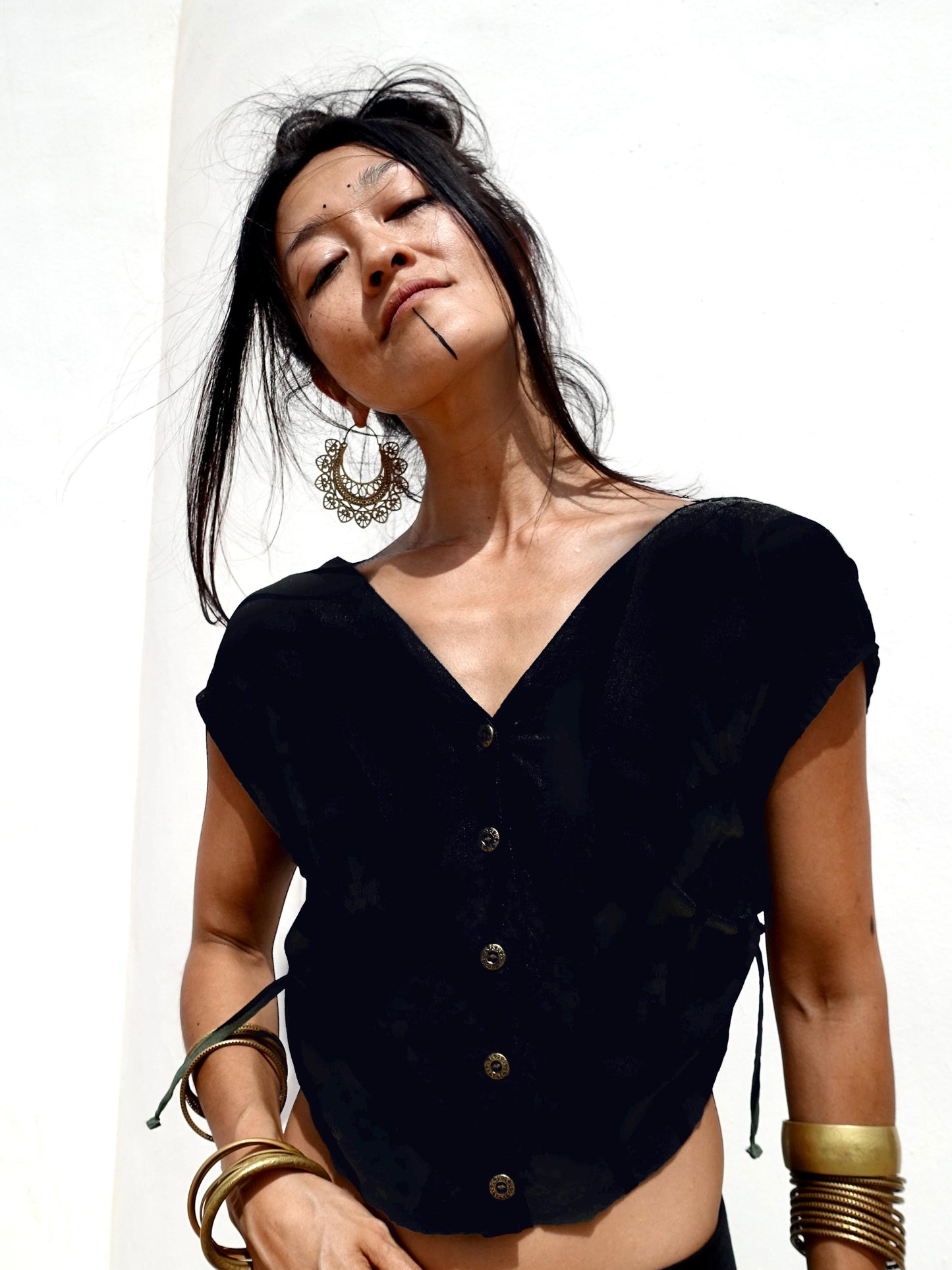 Open Back Rayon Blouse | Women's Boho Summer Top · Elegant Ibiza Style