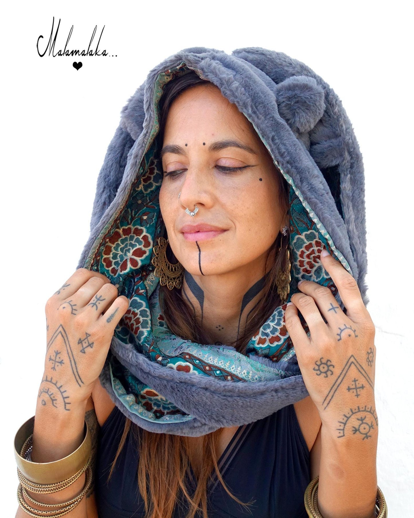 Animalakas Reversible Plush Hood | Unisex Festival Streetwear — One of a Kind