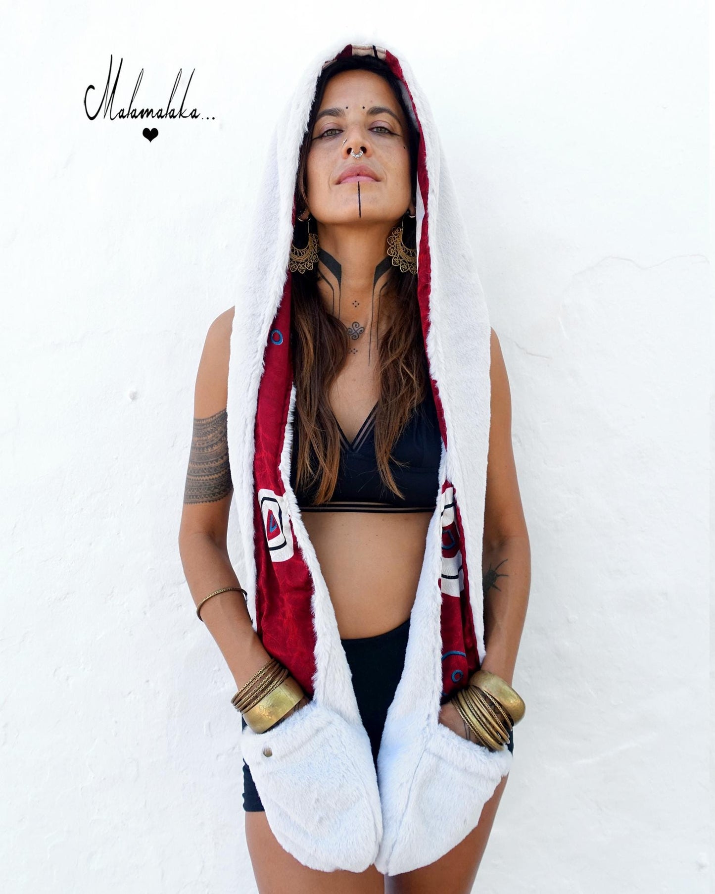 Animalakas Reversible Plush Hood | Unisex Festival Streetwear — One of a Kind
