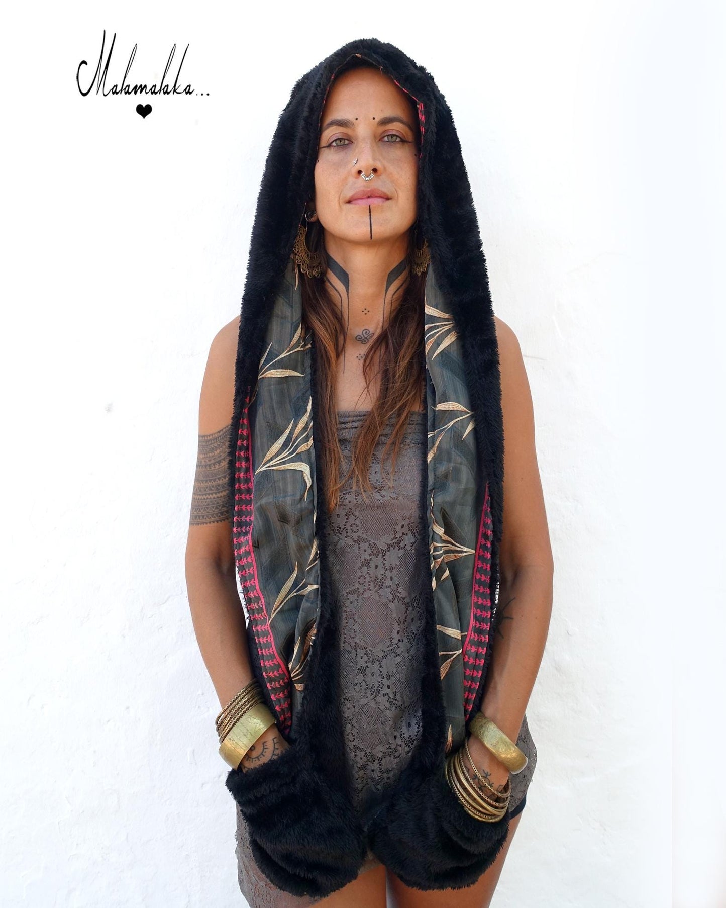 Animalakas Reversible Plush Hood | Unisex Festival Streetwear — One of a Kind