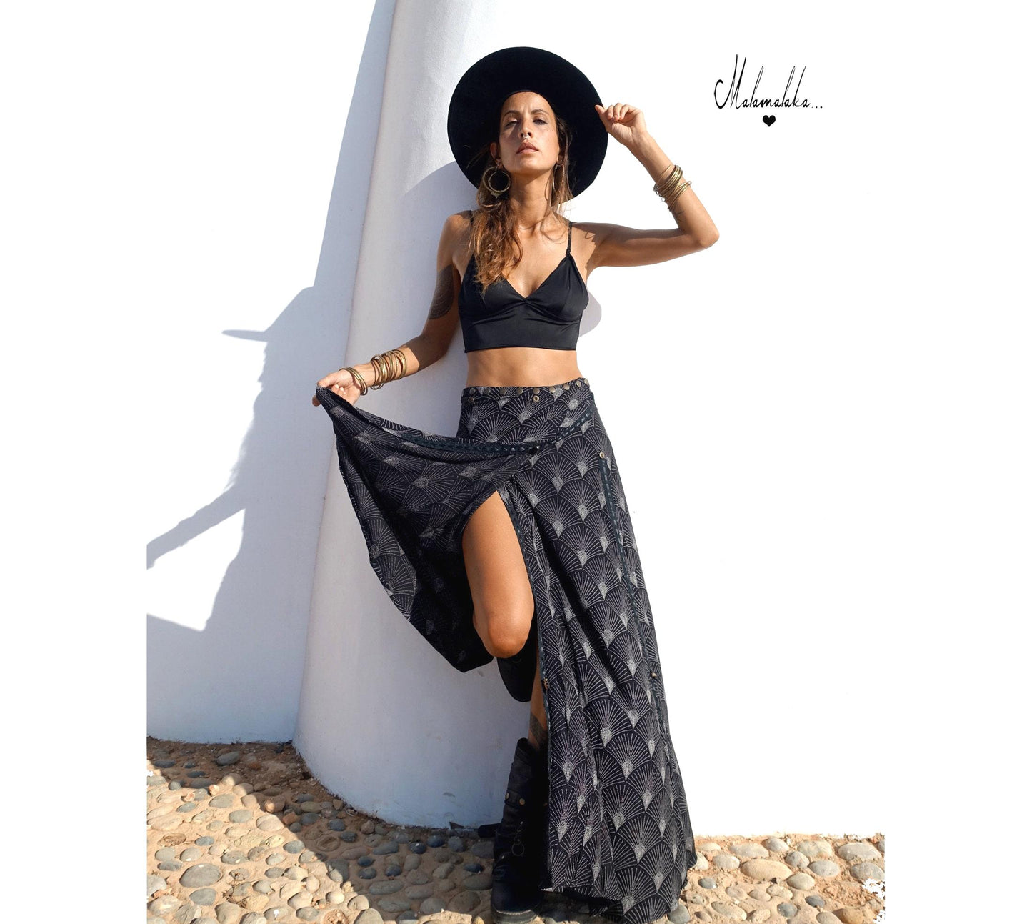 Transformable Rayon Maxi Skirt | Open Asymmetric Boho Gypsy Tribal · Steampunk Style