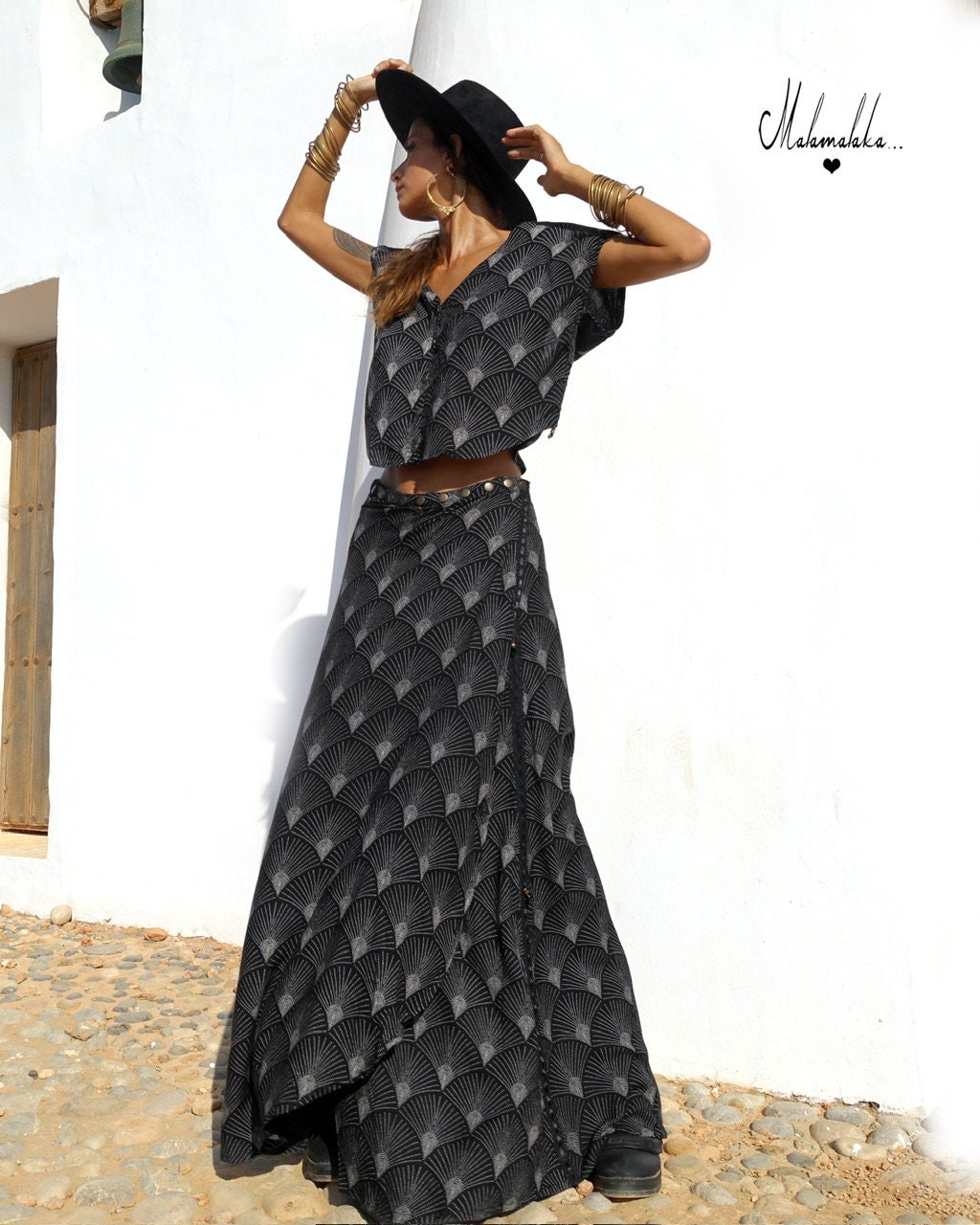 Women's Maxi Skirt & Shirt Co-ord Set | Boho Long Skirt Summer Outfit