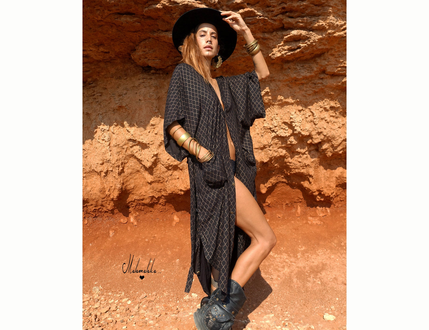 Boho Kimono Jacket | Detachable Hood · Tribal Festival Dress Kimono · Bohemian Style