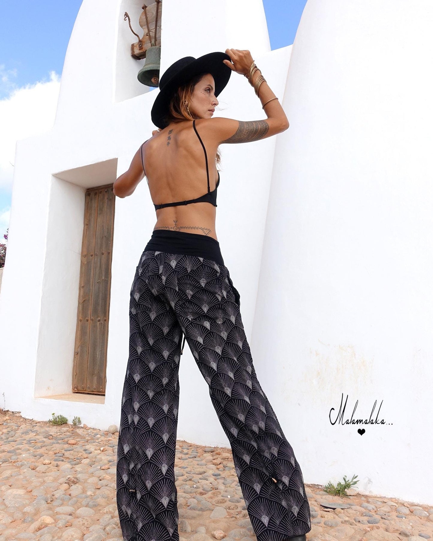 Women's Boho Co-ord Set | Fringe Wide-Leg Trousers & Open Shirt · Summer Outfit